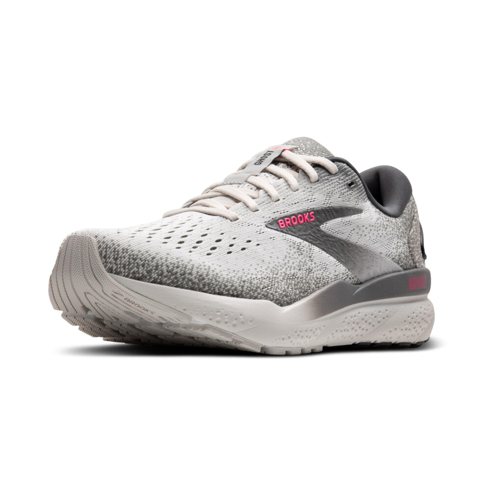 Brooks Womens Ghost 16 Neutral Running Shoe - Grey/Gargoyle/Pink - 5.5 Medium