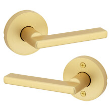 Kwikset Halifax Interior Passage Door Handle  Lever for Closet and Hallway Doors  Reversible Non-Locking Handle Lever  Satin Brass  with Microban Prot