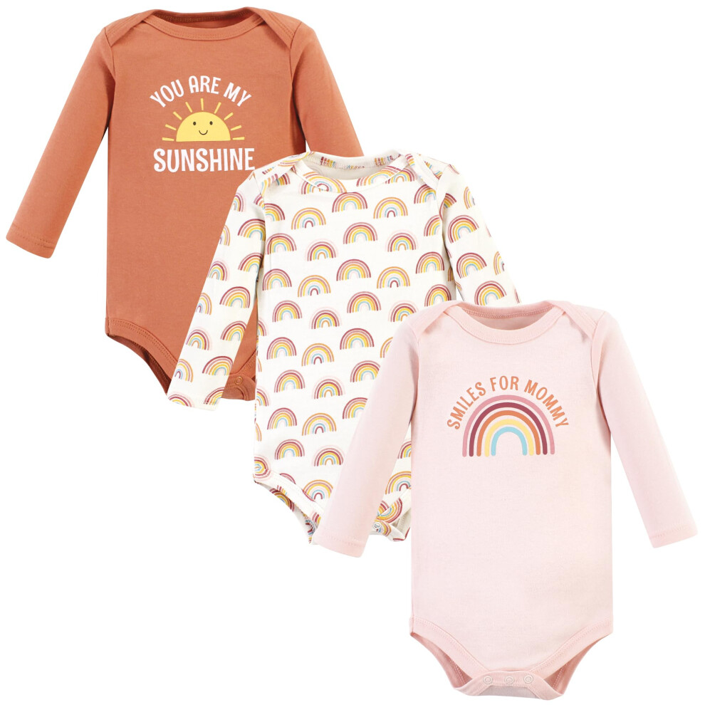 Lot de 3 bodies unisexes à manches longues en coton pour bébé Hudson Baby Sunshine Rainbows 3-6 mois
