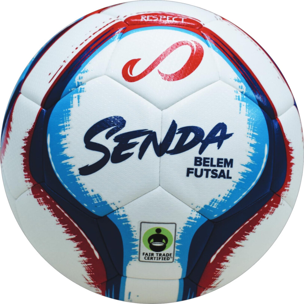 Ballon d'entra   nement de futsal SENDA Belem certifi    commerce    quitable blanc taille 4     partir de 13 ans