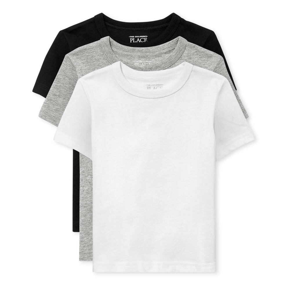 Lot De 3 T-Shirts Basiques Manches Courtes Pour B B Et Tout-Petit De The Children's Place, Noir/Gris/Blanc-image