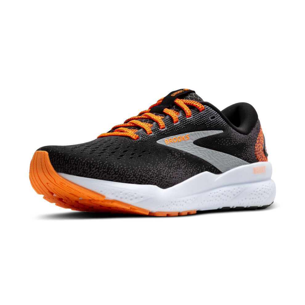 Brooks Womens Ghost 16 Neutral Running Shoe - Black/Orange/White - 10 Medium