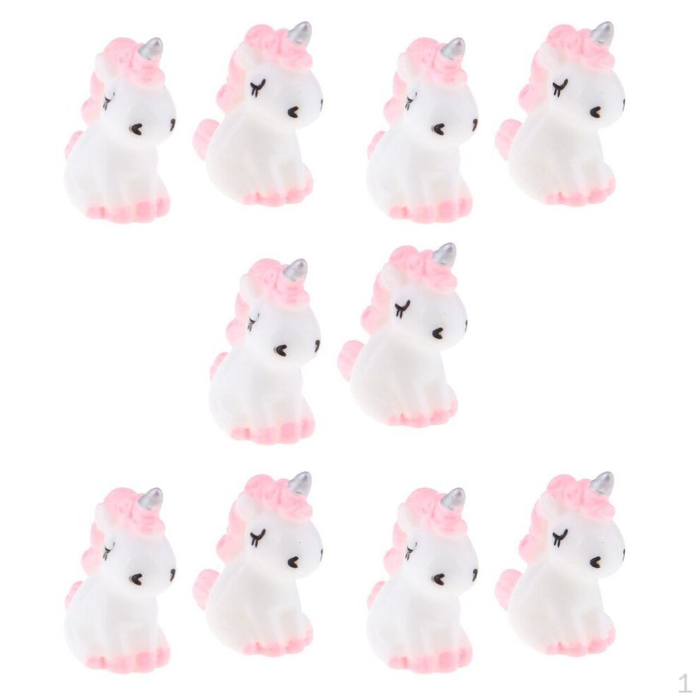 10Pcs Mini Resin Cute Unicorn Statues Miniature Fairy Garden Ornaments Christmas Gifts for Kids