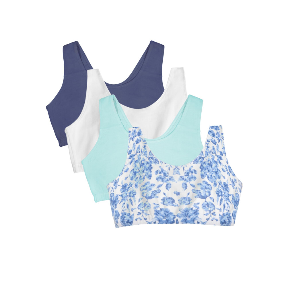 Fruit of the Loom Women's Built Up Tank Style Sports Bra  Modern Tapestry/White/Aruba Blue/Dutch Blue