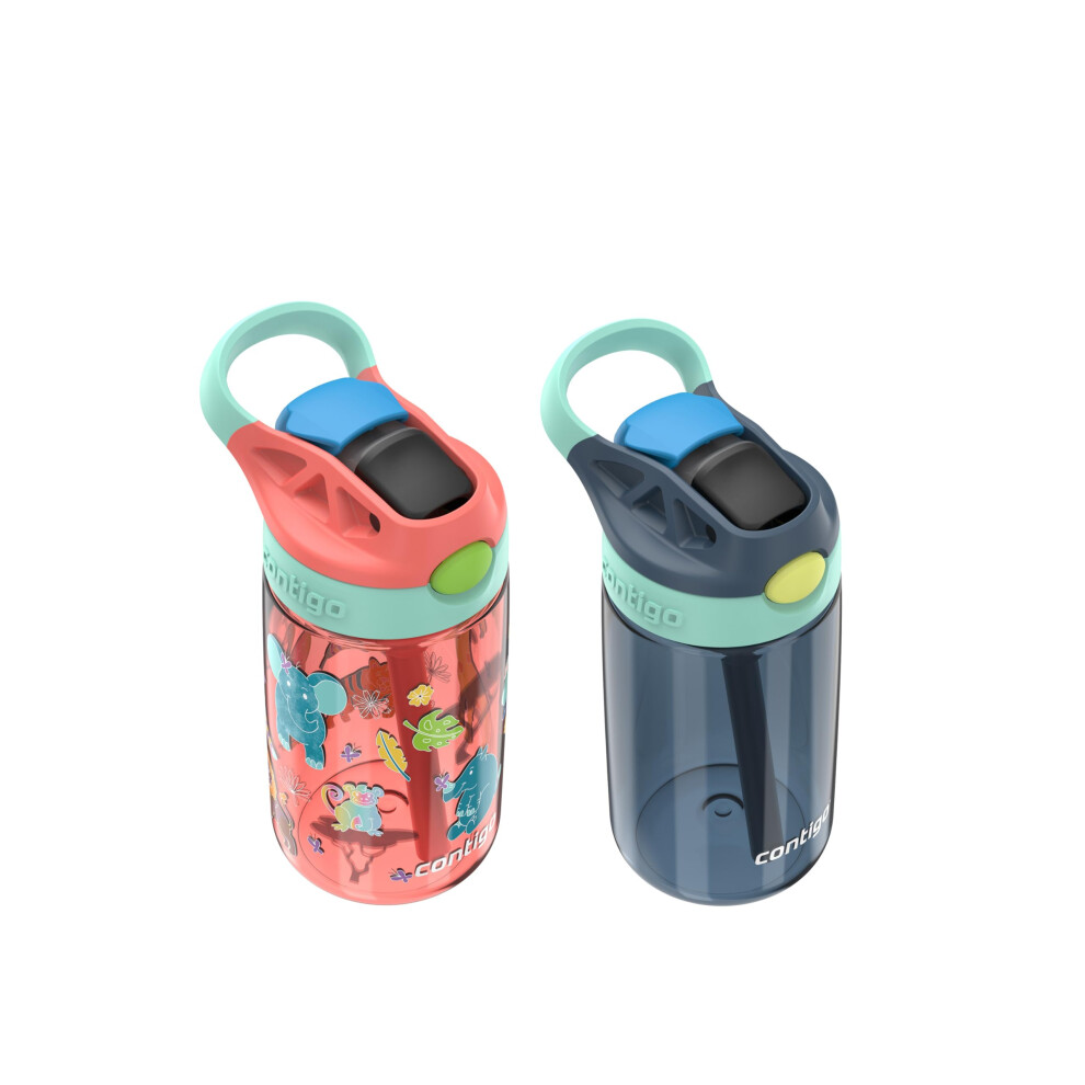 Contigo Kids Water Bottle With Redesigned AUTOSPOUT Straw 14 Oz 2-Pack