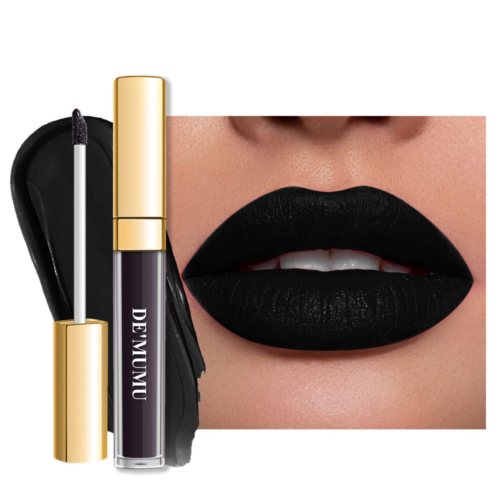 De'mumu Black Lipstick Matte For Women Long Lasting Lipstick Smudge Proof No Transfer Goth Liquid Lipsticks Cruelty Free Lip Makeup Dm23 Black Storm