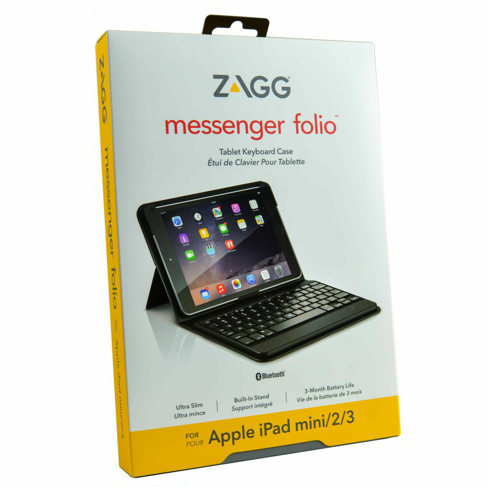 ZAGG Messenger Folio Bluetooth Keyboard Case Cover For iPad Mini 1/2/3