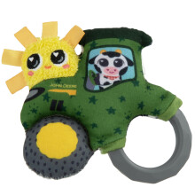 LAMAZE John Deere My First Tractor Rattle | Soft Baby Rattle with Easy-Grip Ring Different Structures and Fabric Ribbons | Sensory Toy for Baby from