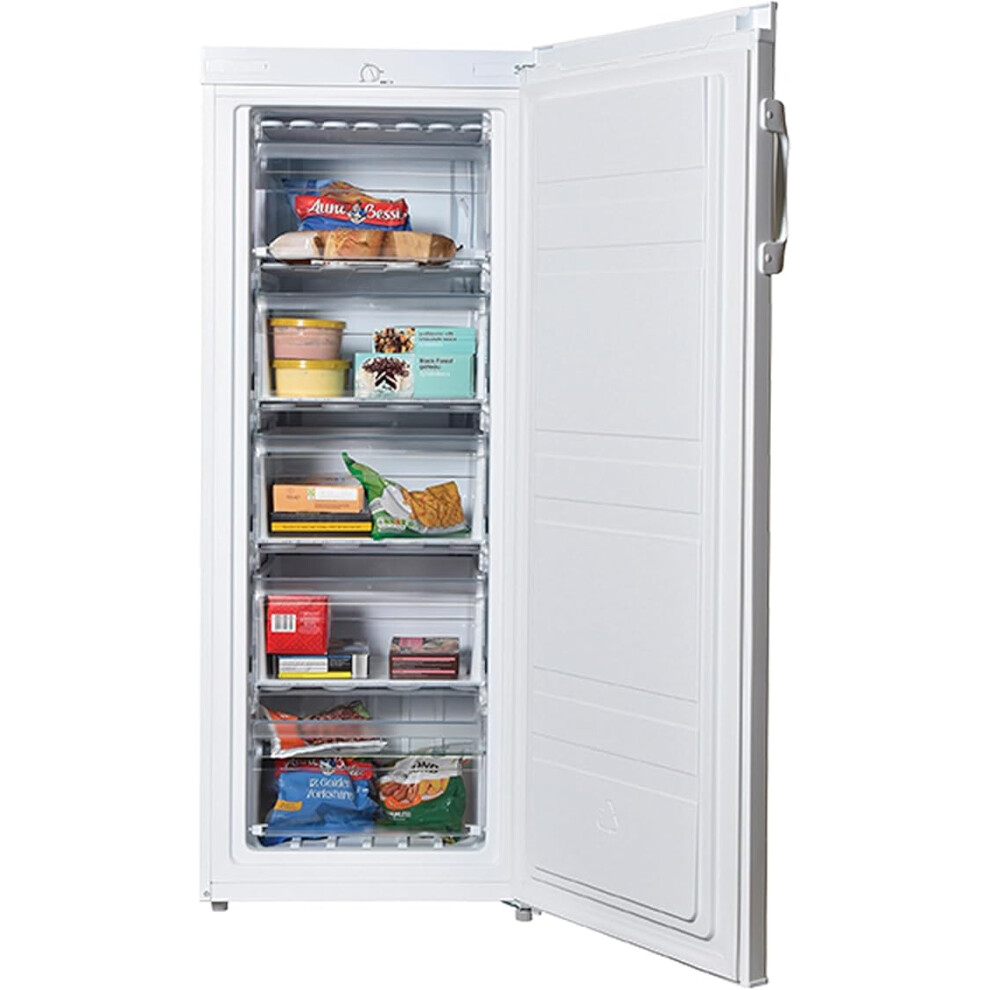 IGTF055W Freestanding Tall Freezer, 2 Shelves With Flap Closures, 3 Clear Freezer Drawers, Reversible Door, 160 Litre Capacity