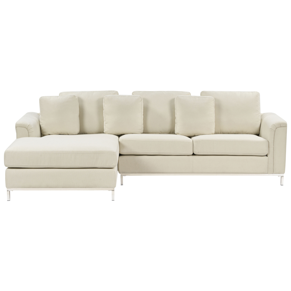 Corner Sofa OSLO Fabric Light Beige 4 Seater Right Hand