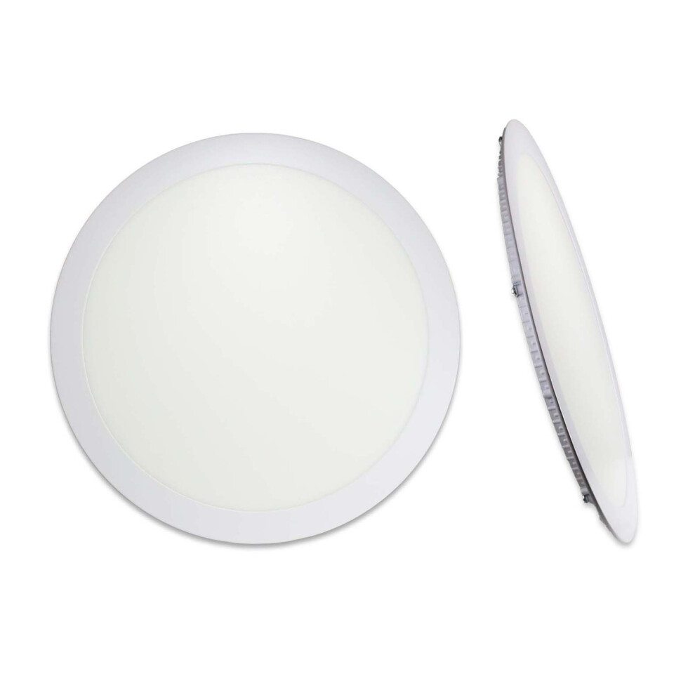 (4 Pack) Lowenergie 24w LED Round Ceiling Panel Light White Recessed Down Lighting, 300mm Dia, 200w Halogen Equivalent (4000K)