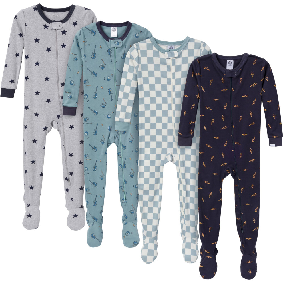 Gerber Baby-Boys 4-Pack Footed Pajamas Music