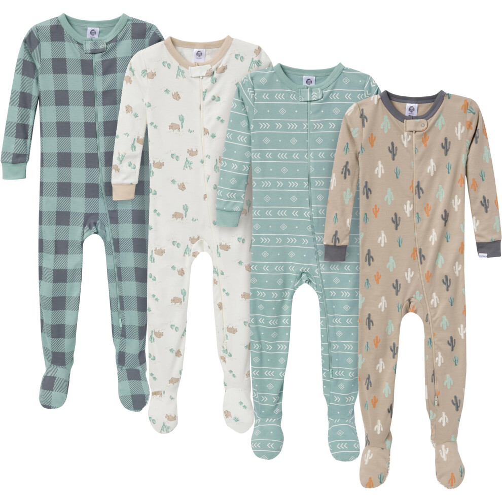 Gerber Baby-Boys 4-Pack Footed Pajamas Desert Animals