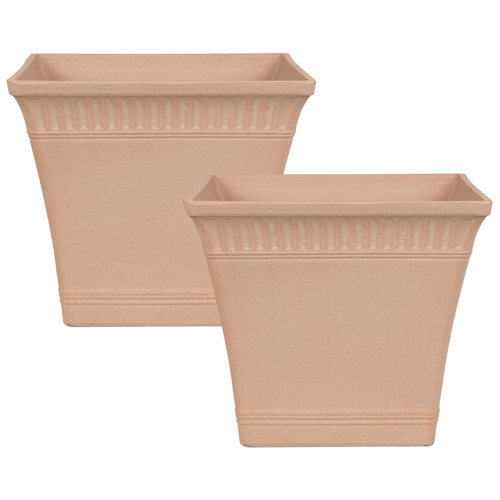 Set of 2 Plant Pots PSATHA Stone 41 cm Peach Pink