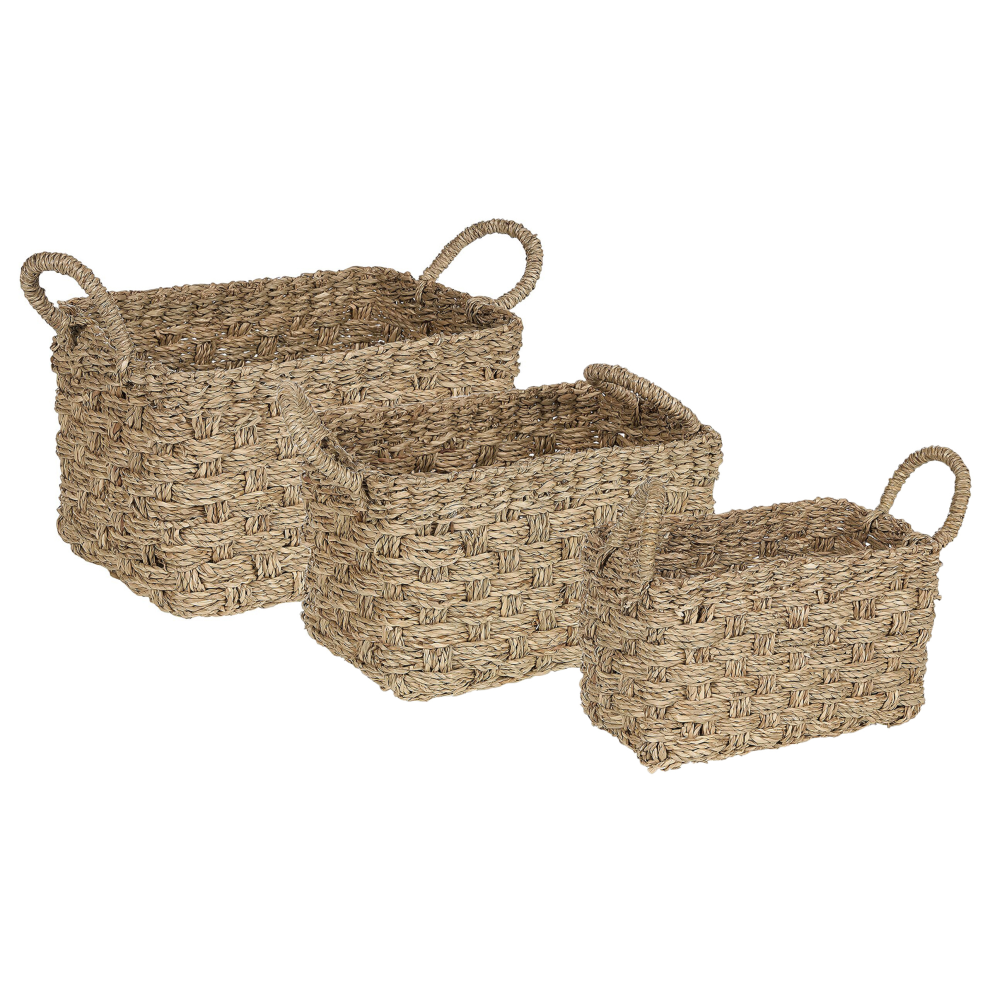 Set of 3 Baskets HOIAN Seagrass Natural