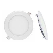 (6 Pack) LOWENERGIE 9w LED Round Ceiling Panel Light White Recessed Down Lighting, 150mm Dia, 75w Halogen Equivalent (4000K Warm White