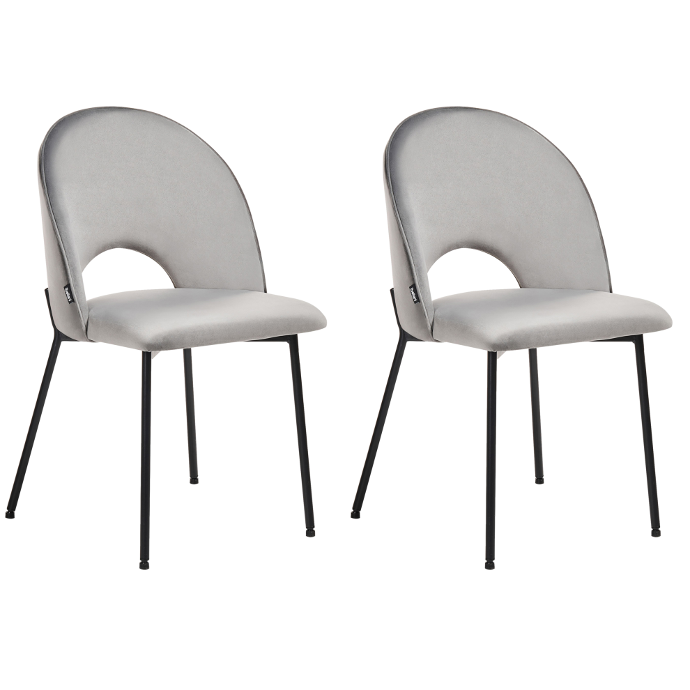 Set of 2 Dining Chairs COVELO Velvet Grey