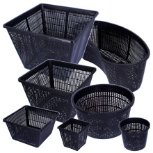 (Medium Square 19x19x9cm, 3) Pond Planting Baskets Black