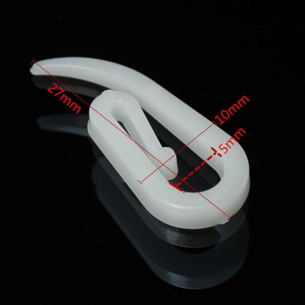 100Pcs White Plastic Hanging Curtain Hooks Rings Hanger For Car Caravan Home