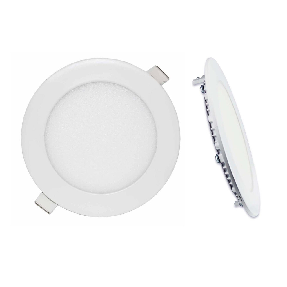 (10 Pack) LOWENERGIE 9w LED Round Ceiling Panel Light White Recessed Down Lighting, 150mm Dia, 75w Halogen Equivalent (6000K Day White
