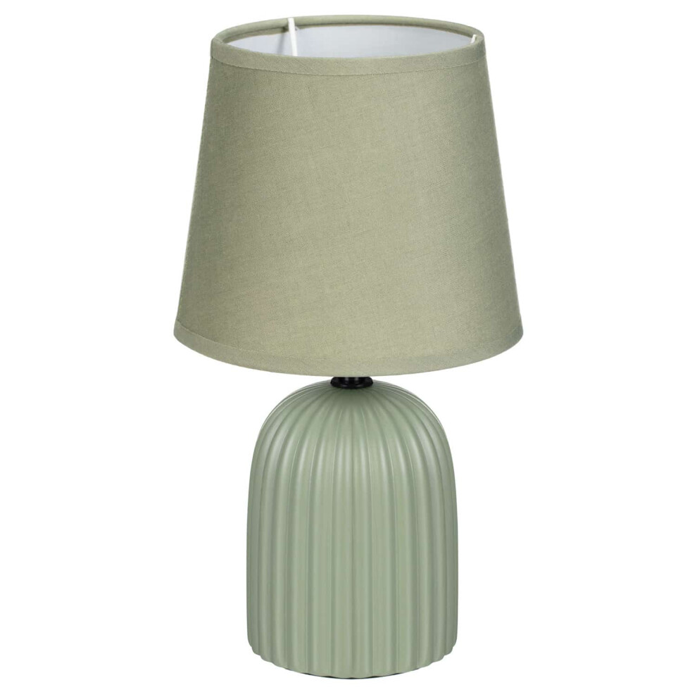 New Downtown Ribbed Lamp Perfect For Side Tables & Table Tops. - Green