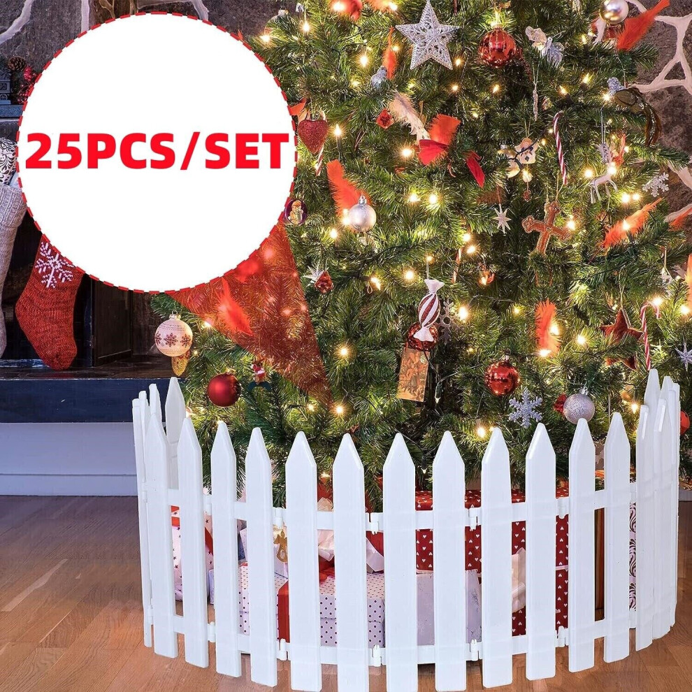25Pcs Christmas Tree Picket Fence White Plastic Fence Wedding Garden Decor