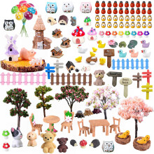 132pcs Miniatur Fee Garten Zubehör Kit Figuren Ornament Puppenhaus Dekor