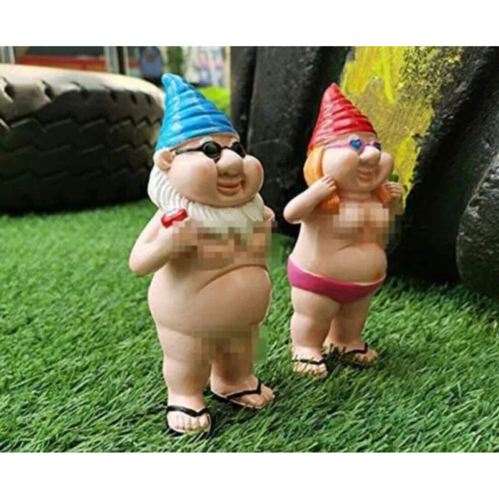 2Pcs Divertido Gnomo De JardÃN Desnudo, Travieso Gnomos De JardÃN Ornamentos Al Aire Libre Grosero-image