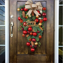 Christmas Wreath Garland Candy Cane Bow Ornament Xmas Front Door Wall Home Decor