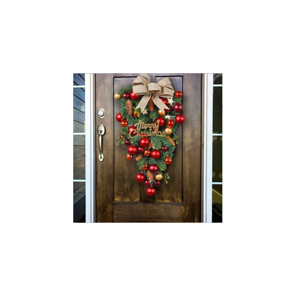 Christmas Wreath Garland Candy Cane Bow Ornament Xmas Front Door Wall Home Decor
