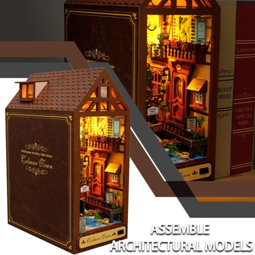 3D hölzerne Puzzles Buchstütze Buch Nook Dekor Gasse einfügen DIY Modell