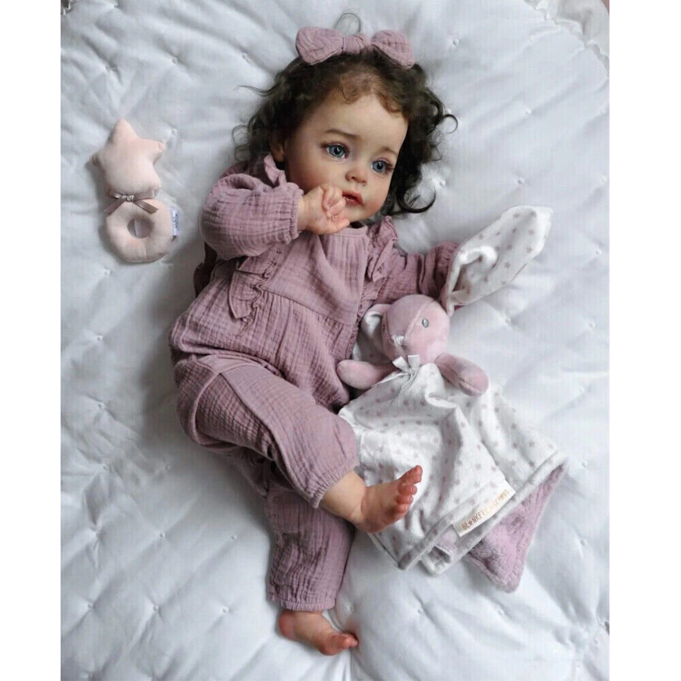 Skesrjtop 24In Lifelike Reborn Baby Dolls Suesue Silicone Cloth Handmade Toddler Girl Doll