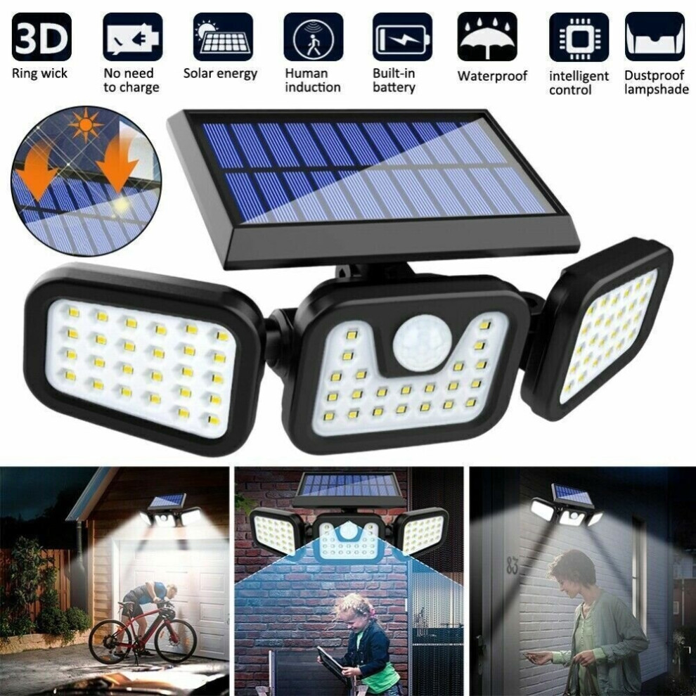 74 LED Solar Powered PIR Motion Sensor Wall Light Garden Security Lamp Outdoor