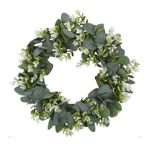 Artificial Topiary Wreath Eucalyptus Leaf Door Hanging Garland Wedding Decor 13"
