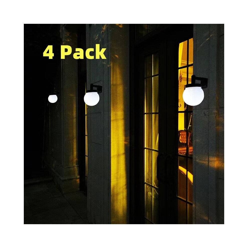 4pack Globe Fence Solar Power Wall Security Ball Light Decking Patio Lighting UK