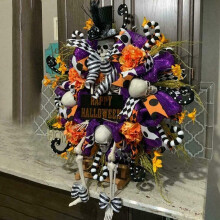 Halloween Kranz Horror Skelett Türkranz für Halloween für Zuhause