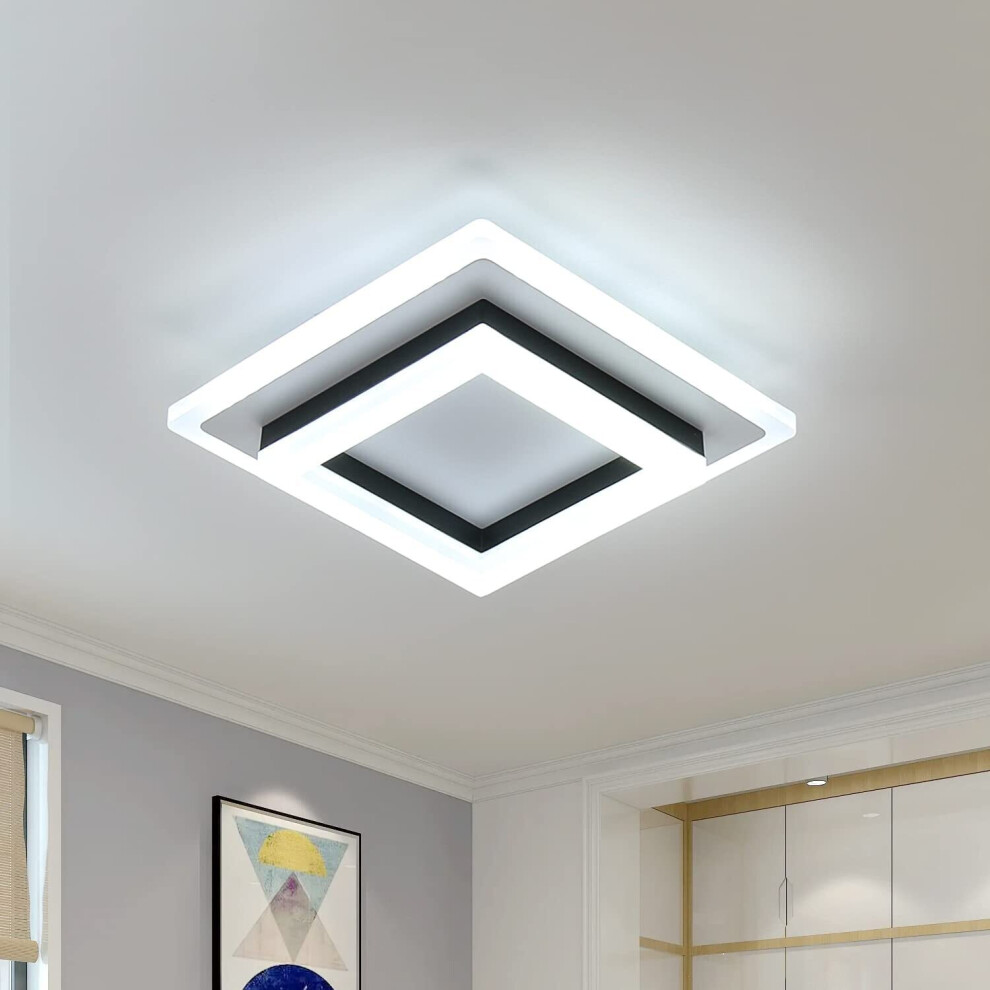 24W Modern Ceiling Lamp, Square LED Ceiling Lights for Bedroom Hallway Office Kitchen Living Room, Cold White 6500K