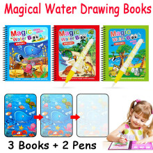 3x Kinder Wasser Magie Malerei Färbung wiederverwendbare Zeichnung Buch + 2 Stift Geschenk