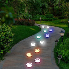 Pfotenabdruck Solarbetriebene LED Bodenleuchte Weg Rasenlampe Außen Garten Dekor