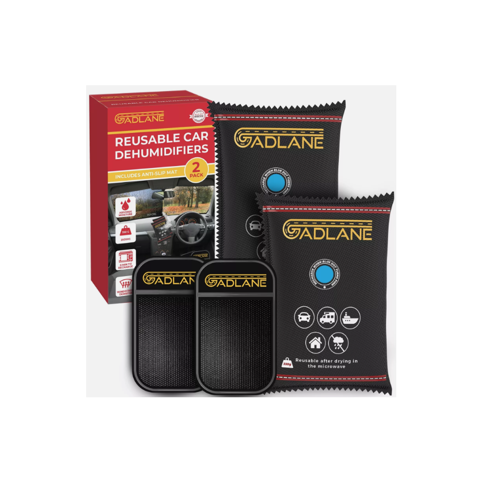 2 x GADLANE Car Dehumidifier 350g + Anti-Slip Mat Reusable Moisture...