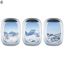 (10, One size) 3pcs/set Airplane Window Decal Three-dimensional Self Adhesive Window View Landscape Wall Decor Airplane Wall Stickers For Home