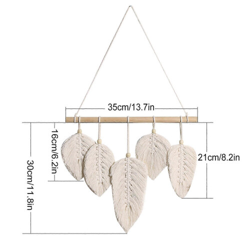 (A, One size) Boho Wall Hanging Feathers Woven Leaf Decoration with Tassels