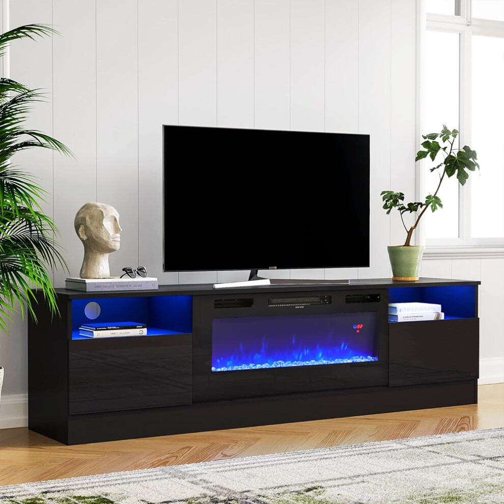 (Black) 3 Flame LED Colors Freestanding Surround Set TV Unit with Remote Control