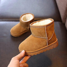 (Brown, 32(19.5cm)) Fashion Children Casual Shoes Baby Boys Girls Snow Warm Boots Running Shoes Brand Sport White Shoes Child fleece Sneakers