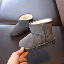 (Grey, 33(20cm)) Fashion Children Casual Shoes Baby Boys Girls Snow Warm Boots Running Shoes Brand Sport White Shoes Child fleece Sneakers