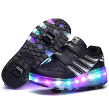 (black, 38) Light Up Roller Shoes Wheeled Skate Sneaker Sports Shoes Children's Two-wheeled Led Flashing Light Invisible Roller Skates Shoes for Boys Girls