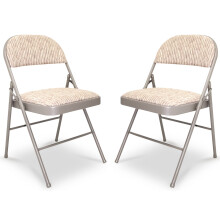 (2 x Metal Folding Chair) 4/6FT CATERING CAMPING HEAVY DUTY FOLDING TRESTLE TABLE PICNIC BBQ PARTY CHAIRS