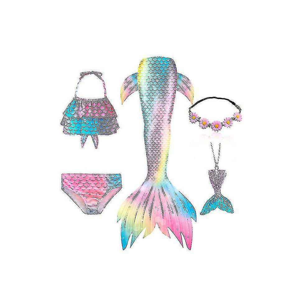 Photos - Fancy Dress  5pcs/set Girls Mermaid Tail Swimsuit Children Mermaid Ariel Cosplay Costume Fantasy Beach Bikini ,hww(Set 3, 140)