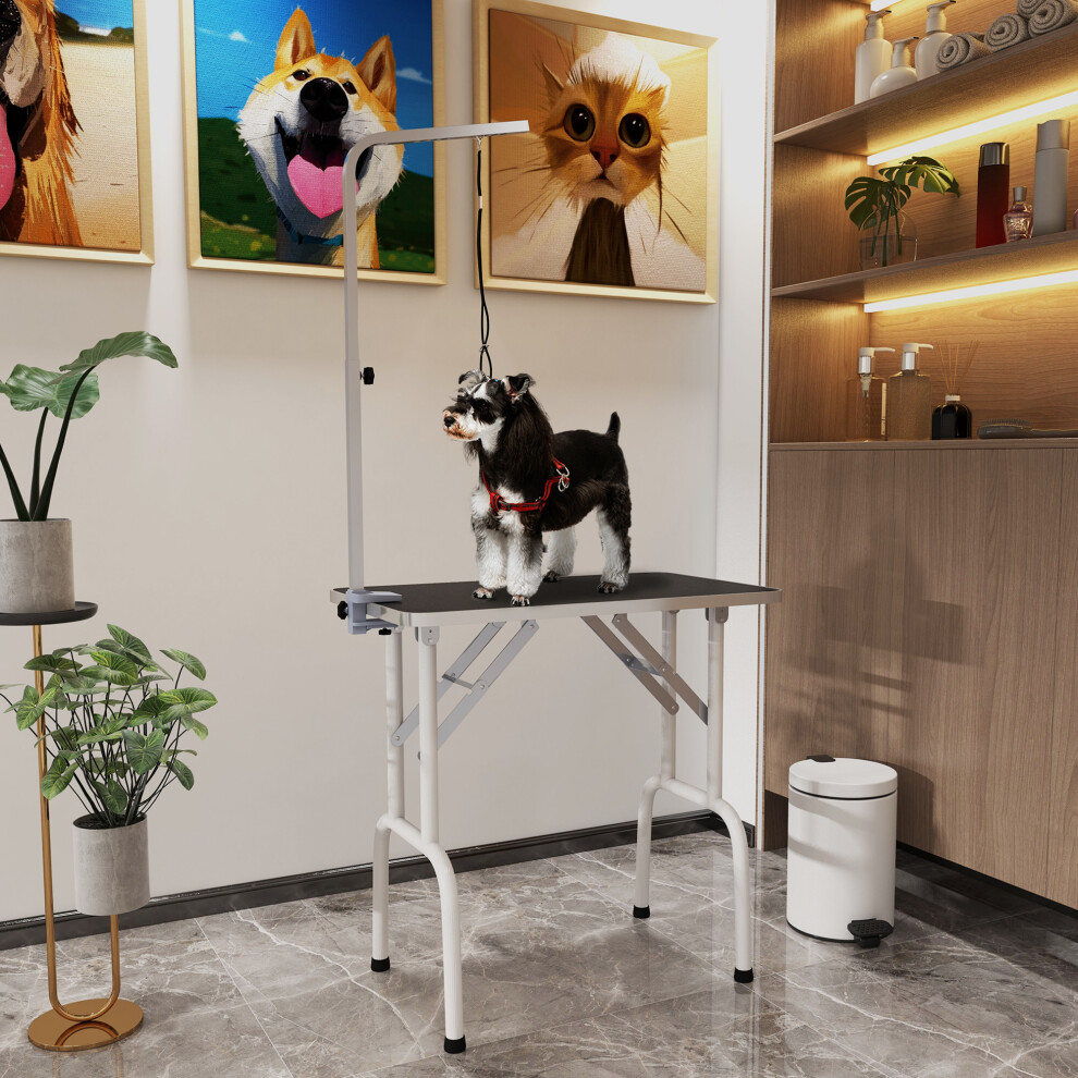Pawhut Foldable Dog Grooming Table Adjustable Arm For Small Dogs 81X49x80 Cm