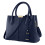 Living And Home Blue Classic Lychee Grain Tote Handbag 2